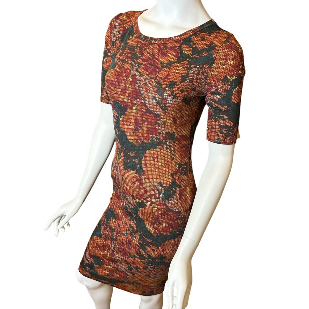 NWT LuLaRoe Julia Orange Floral Body-Con Dress Size XXS - Picture 3 of 15